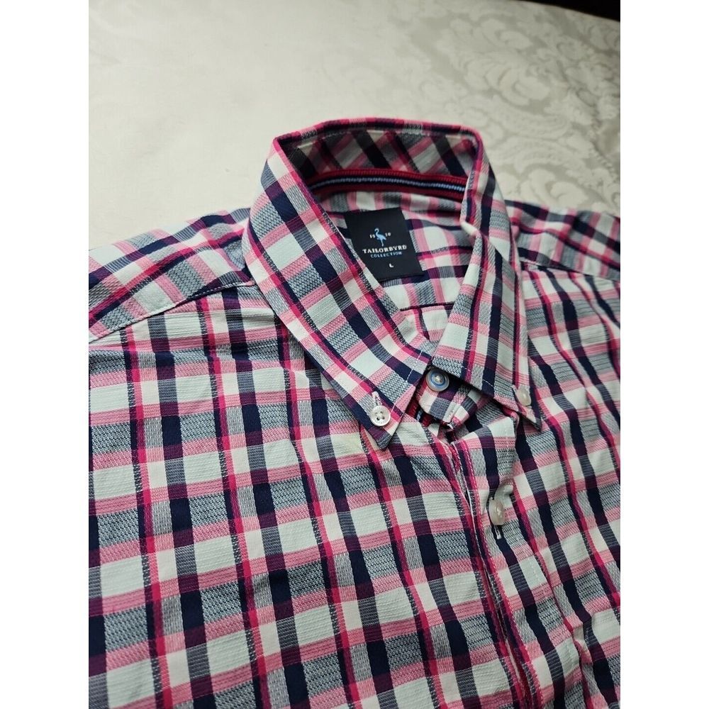 TAILORBYRD 1930 Collection RED WHITE‎ BLUE Plaid Gingham Long Sleeve Shirt Large - Picture 5 of 11